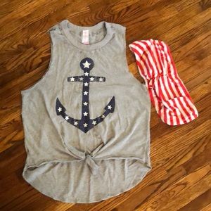 Red White and Blue tie up and bandeau